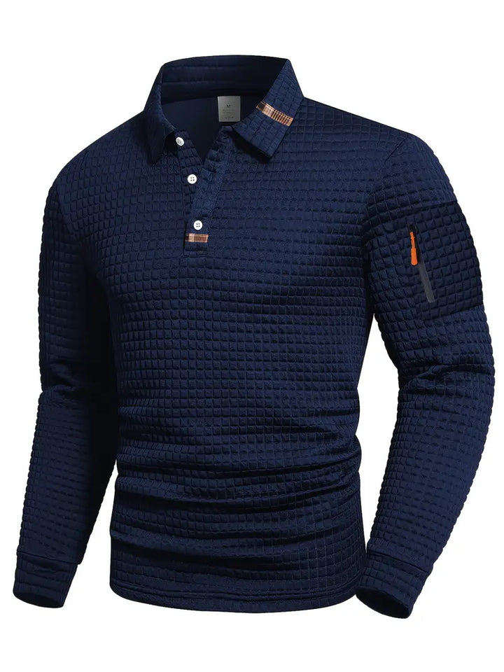 Ivor | Men's Slim Fit Textured Polo with Zip Pocket on Sleeve