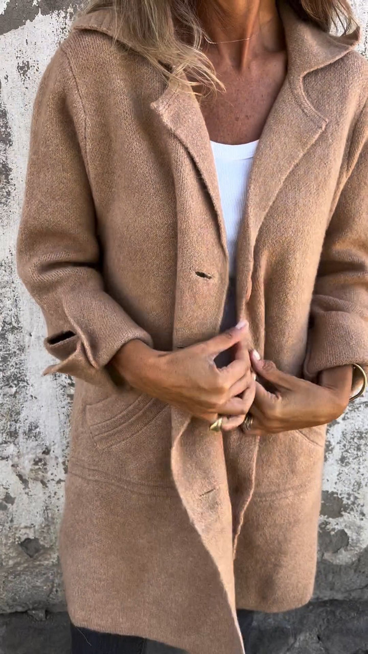 Isabella | Women's Longline Coat with Notch Lapels and Straight Cut
