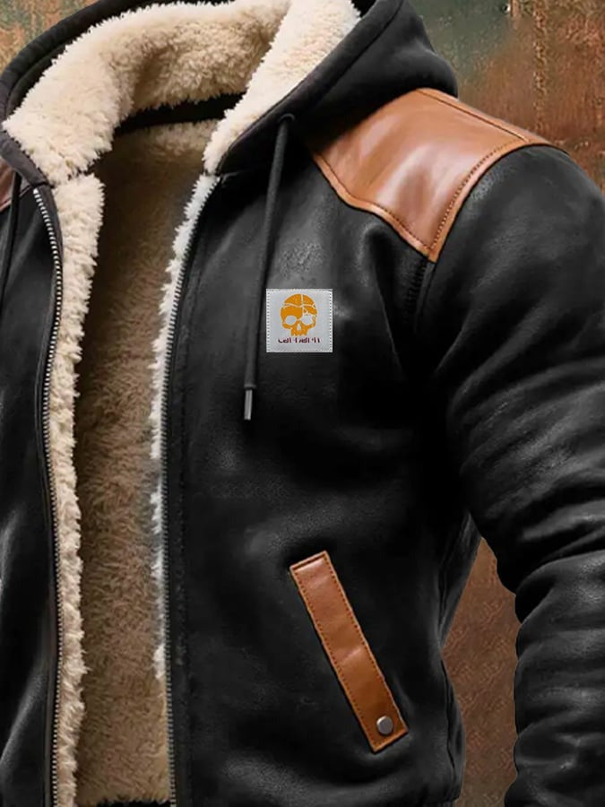 Winter jacket with refined leather details