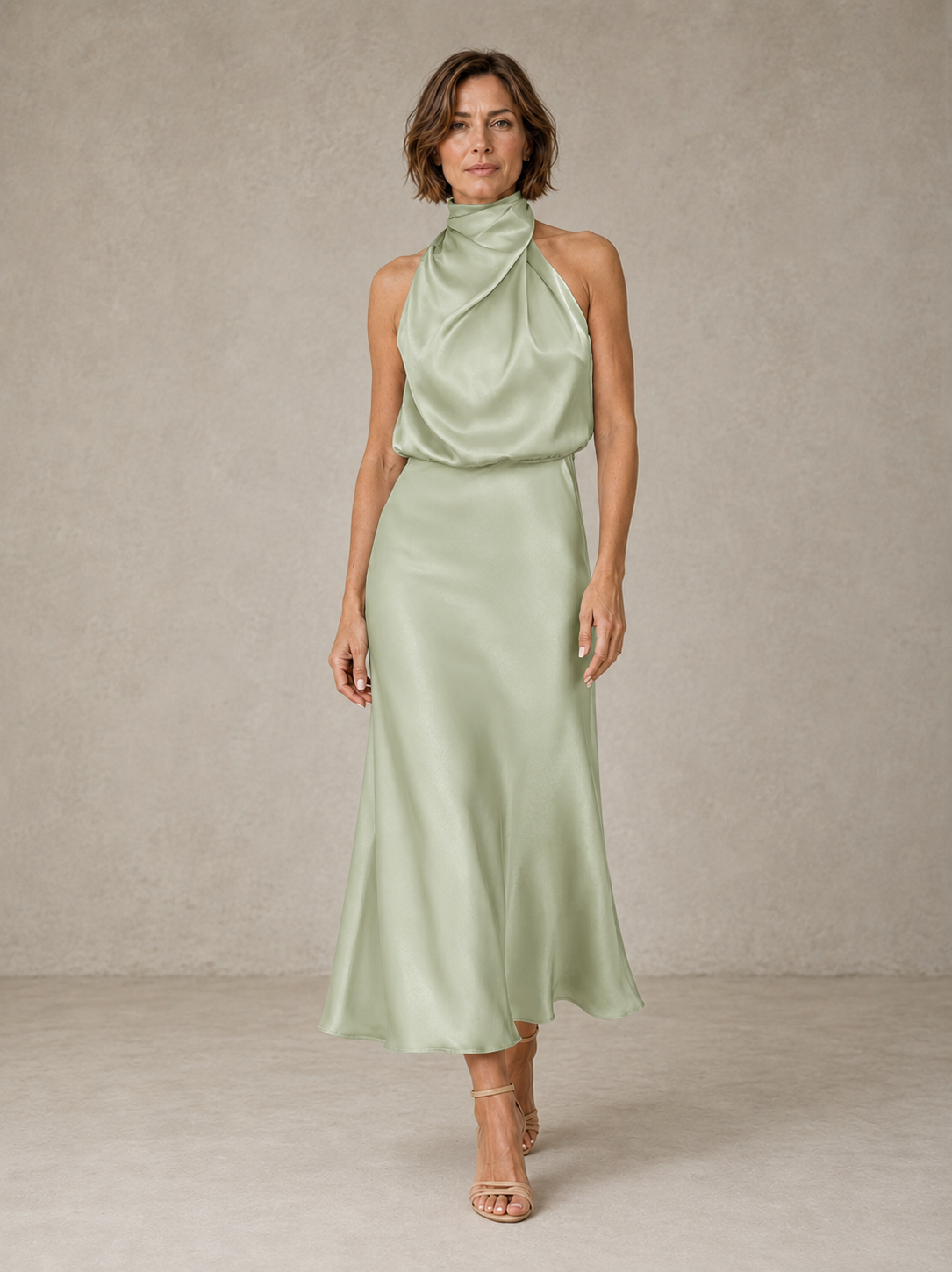 Harper | Satin Halter Evening Dress