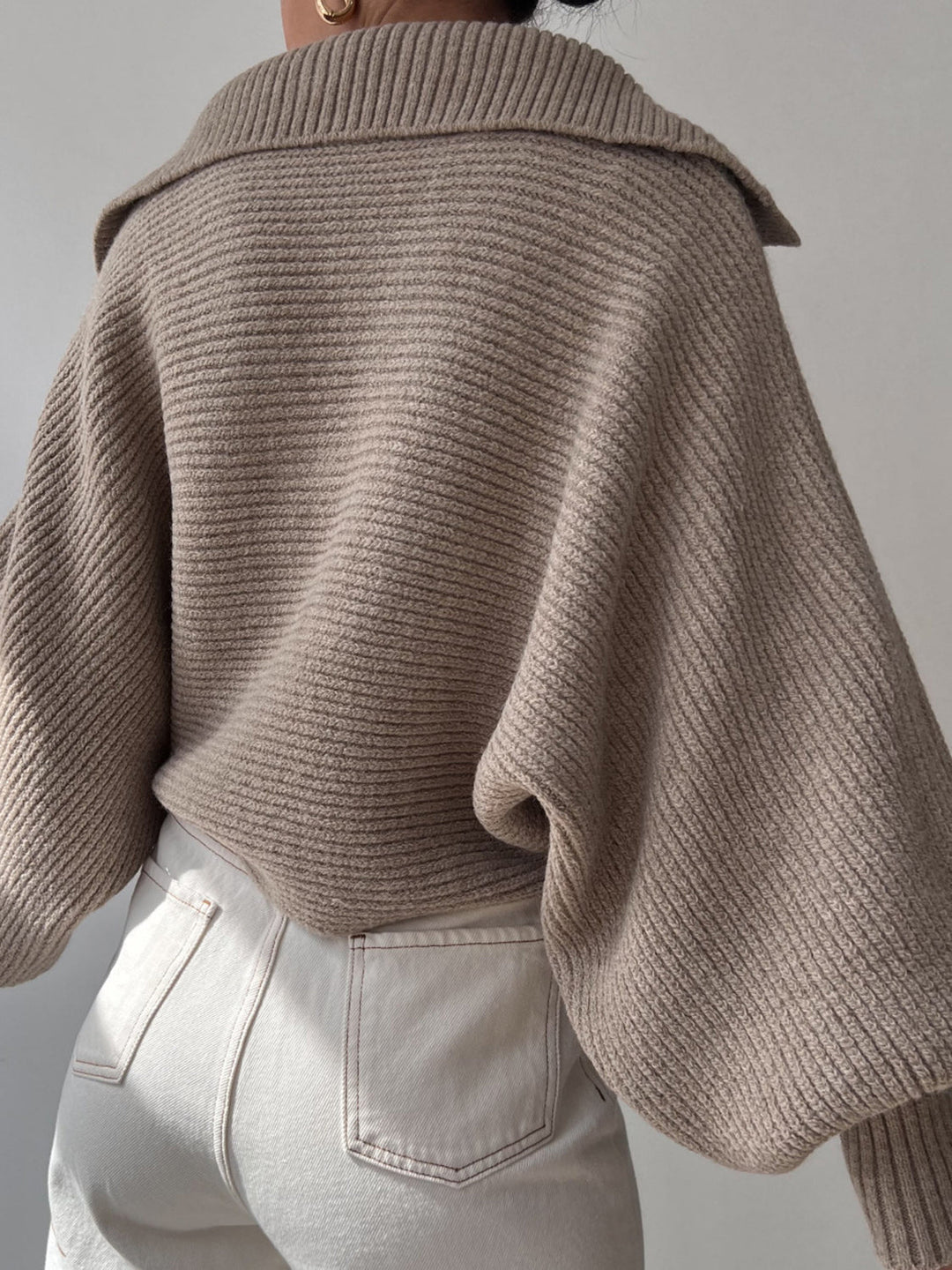 Jane | Women's Ribbed Polo Sweater with Split Collar and Wide Cuffs