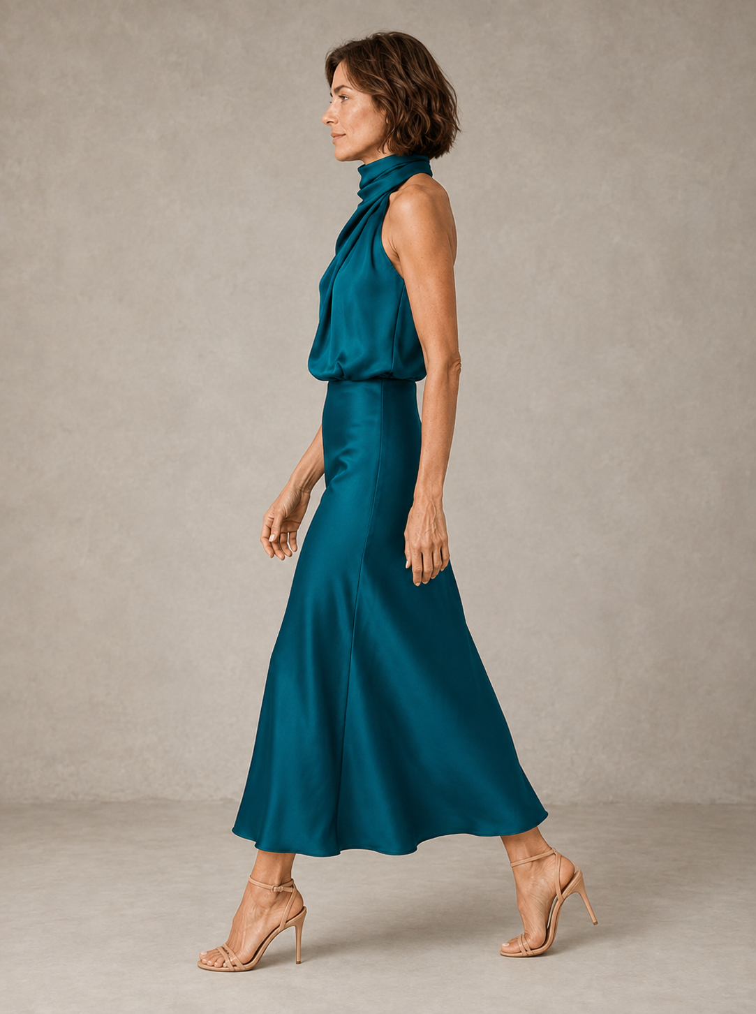 Harper | Satin Halter Evening Dress