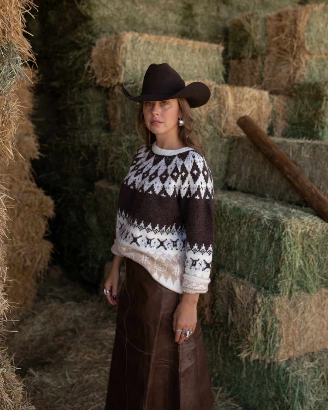 Gwyneth | Women's Heritage Yoke Pullover in Soft Marled Knit