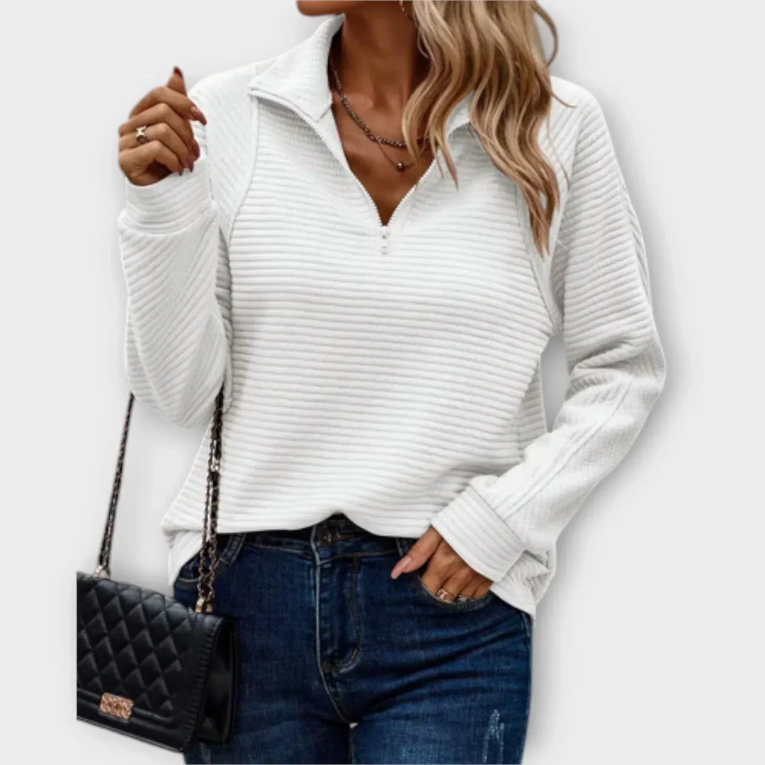 Coraline | Women's V-Neck Collar Half-Zip Pullover