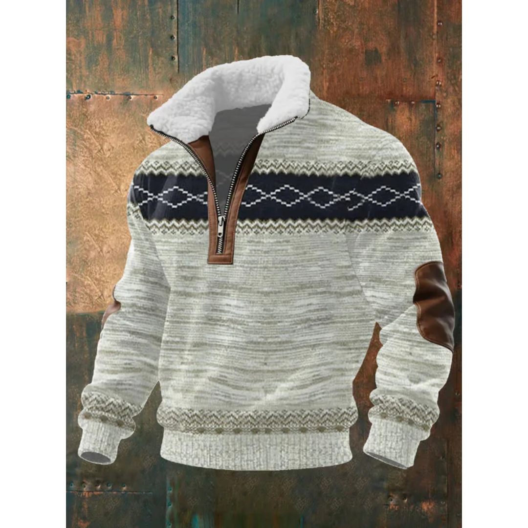 Lachlan | Men's Fleece-Lined Winter Pullover with Structured Knit