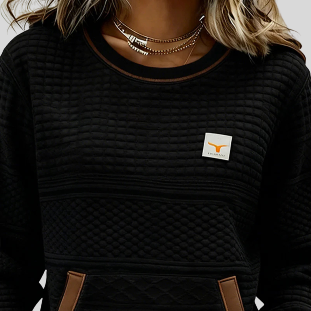 Noelle | Women's Quilted Texture Crew Neck Sweatshirt