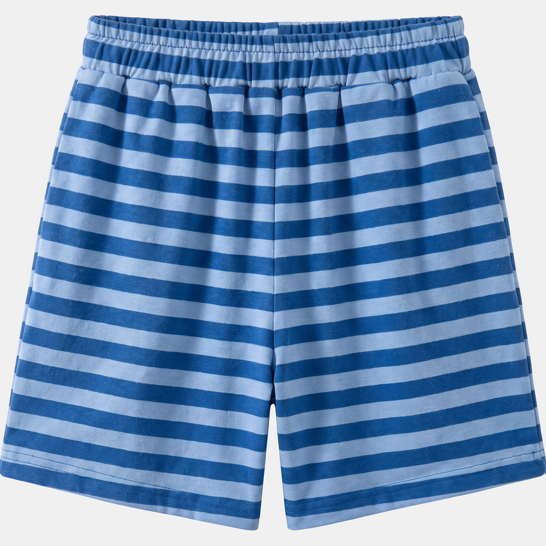 Women's Oversized Striped Lounge Set with Drop Shoulder Top and Shorts