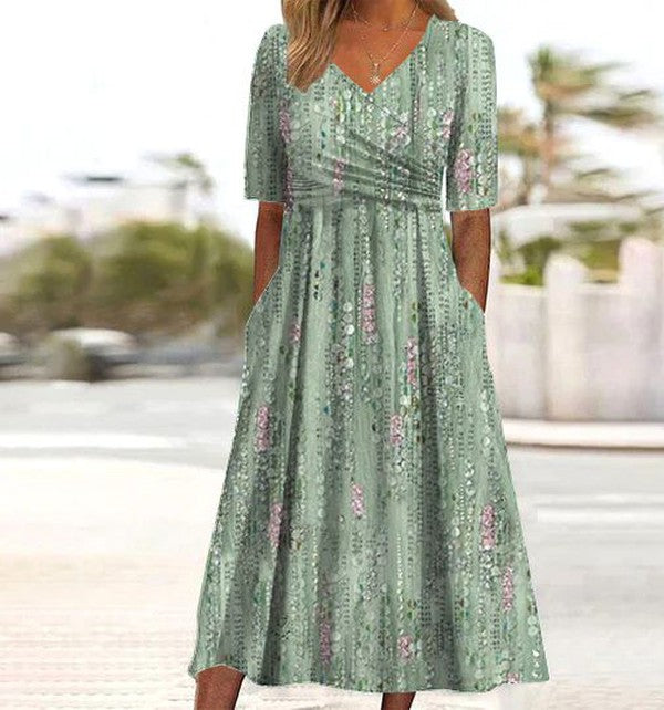 Pristine - A-Line Dress with Floral Print and High Waist