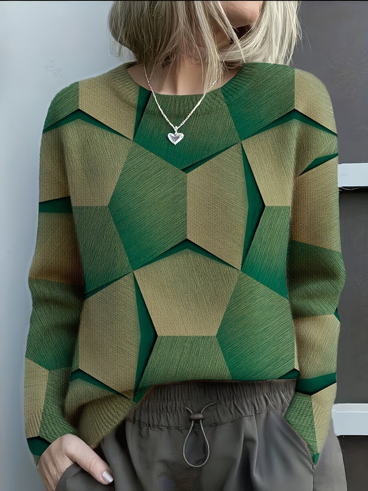 Lucia | Women's Geometric Colorblock Knit Sweater with Striking Pattern