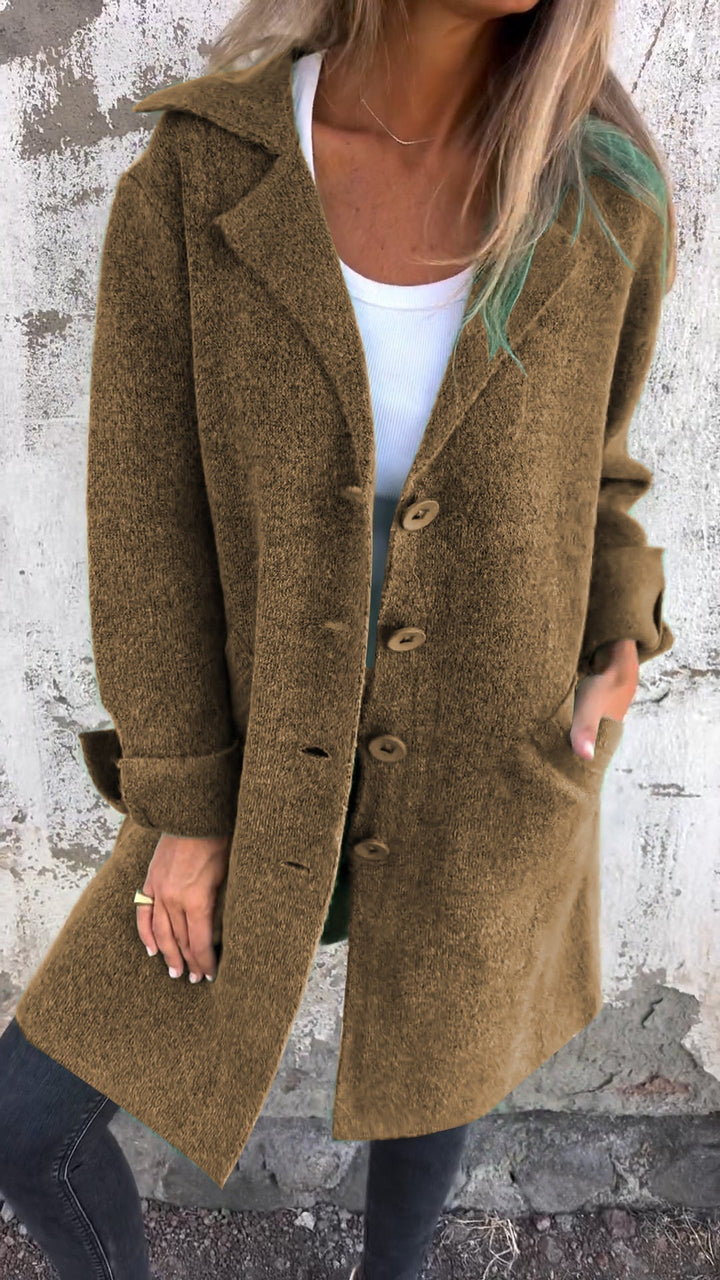 Isabella | Women's Longline Coat with Notch Lapels and Straight Cut