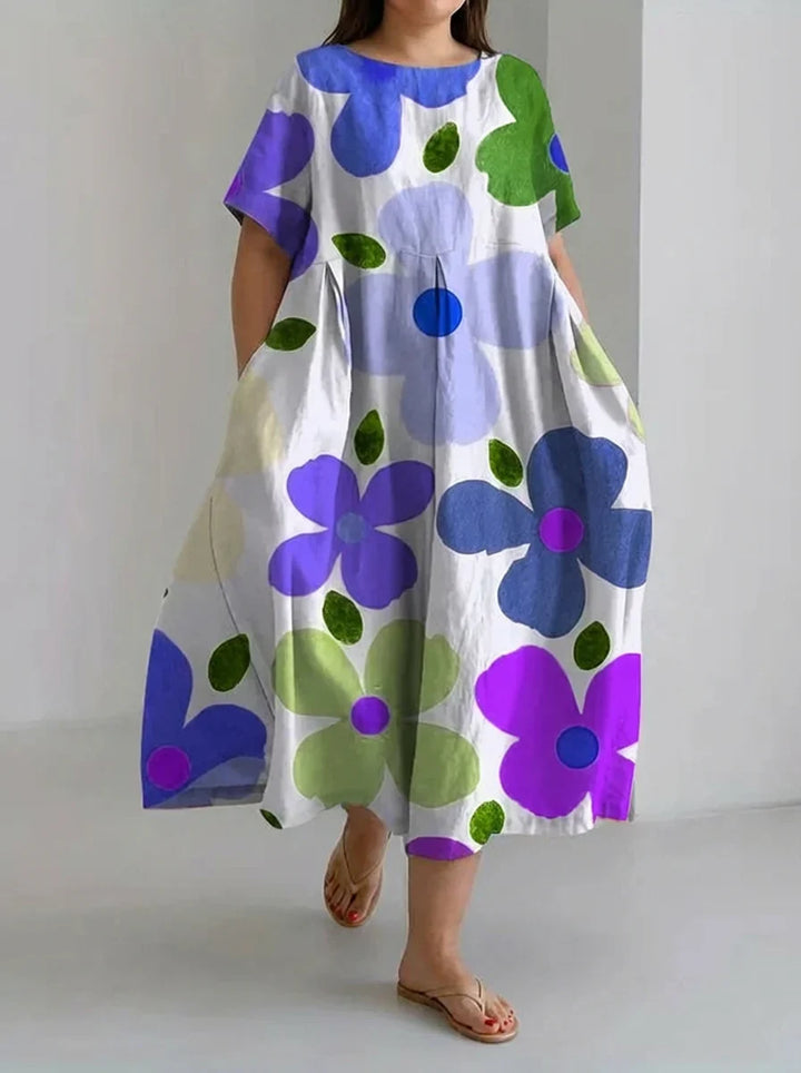 Aveline | Casual Loose Dress with Retro Botanical Floral Print