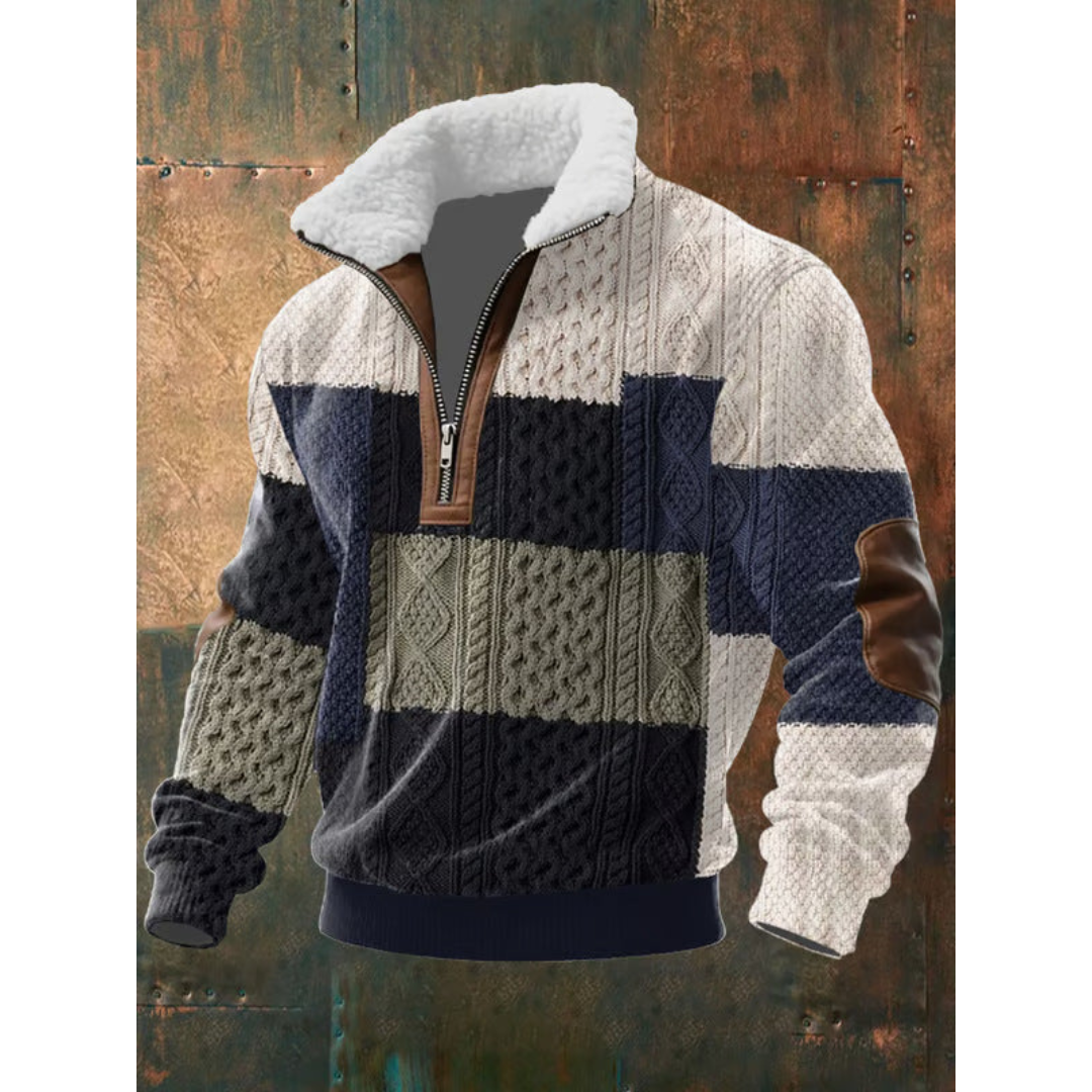 Lachlan | Men's Fleece-Lined Winter Pullover with Structured Knit