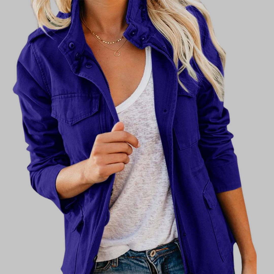 Rhoda | Women's Military-Inspired Jacket with Zip and Button Closure