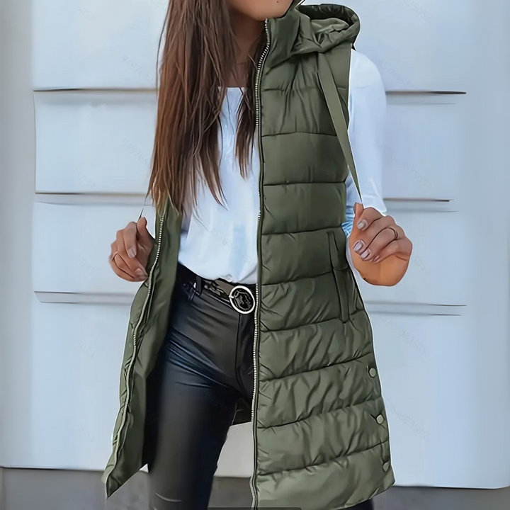 Eirwen | Women's Lightweight Hooded Long Puffer Vest