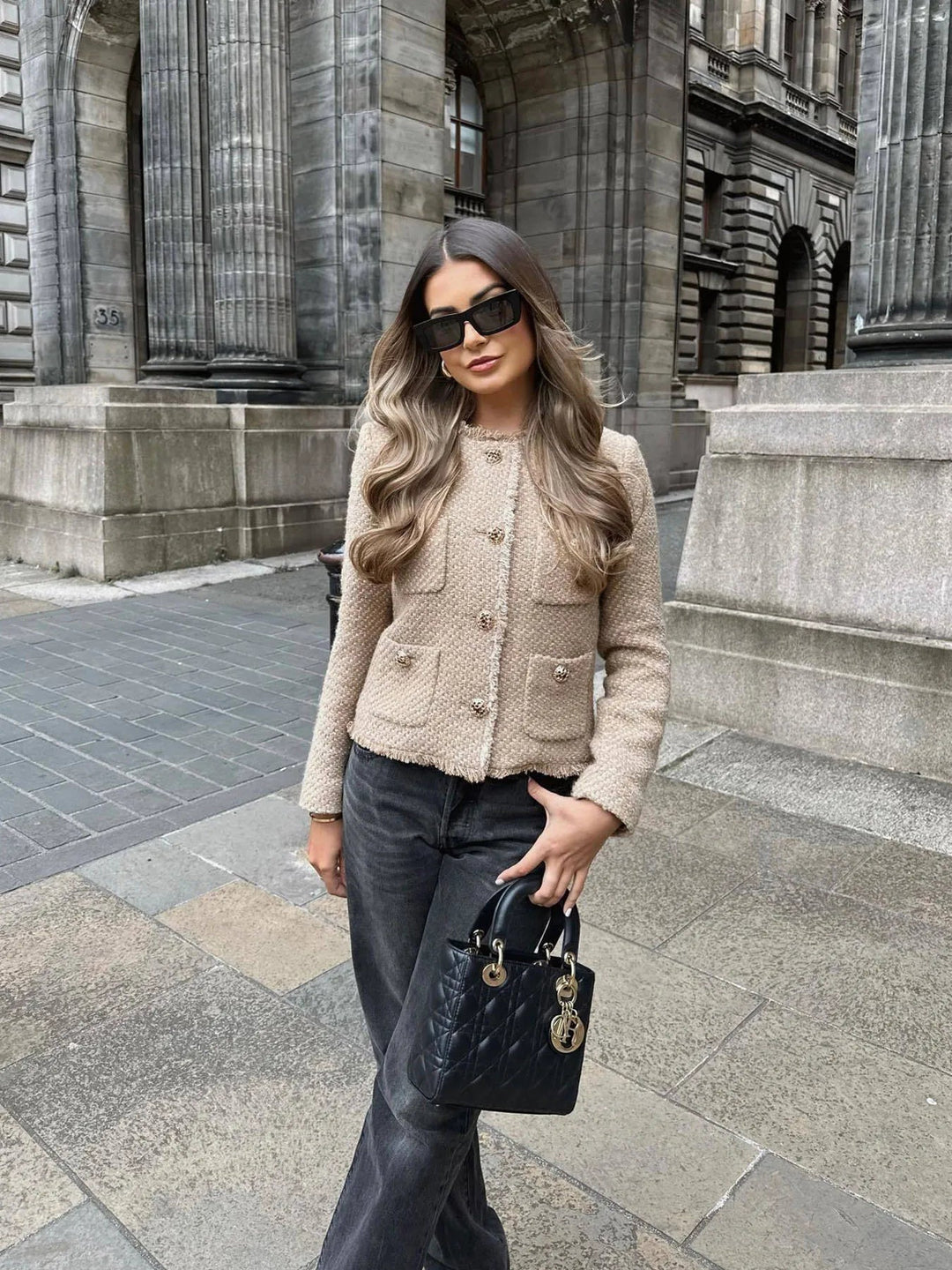 Niamh | Women's Cropped Tweed Blazer with Button Closure