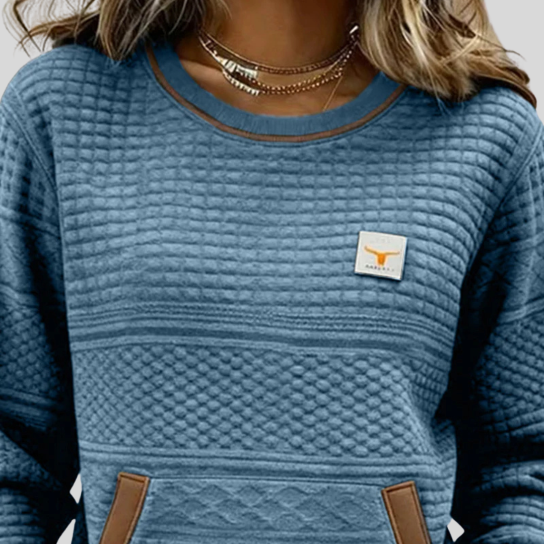 Noelle | Women's Quilted Texture Crew Neck Sweatshirt