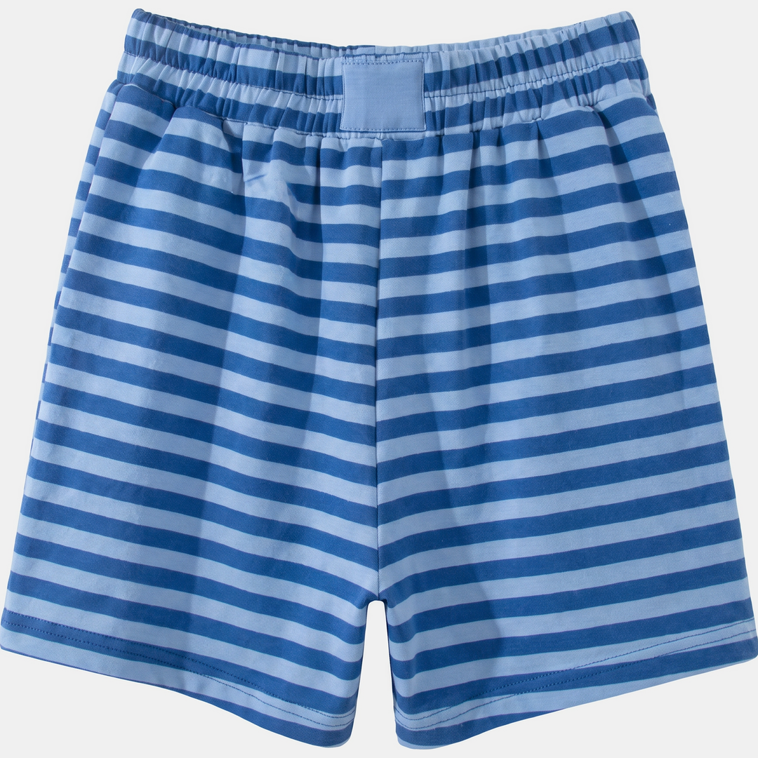 Women's Oversized Striped Lounge Set with Drop Shoulder Top and Shorts