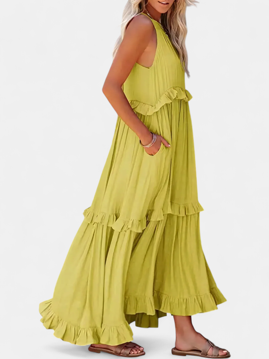 CHERRY | Flowing Flutter Maxi Dress