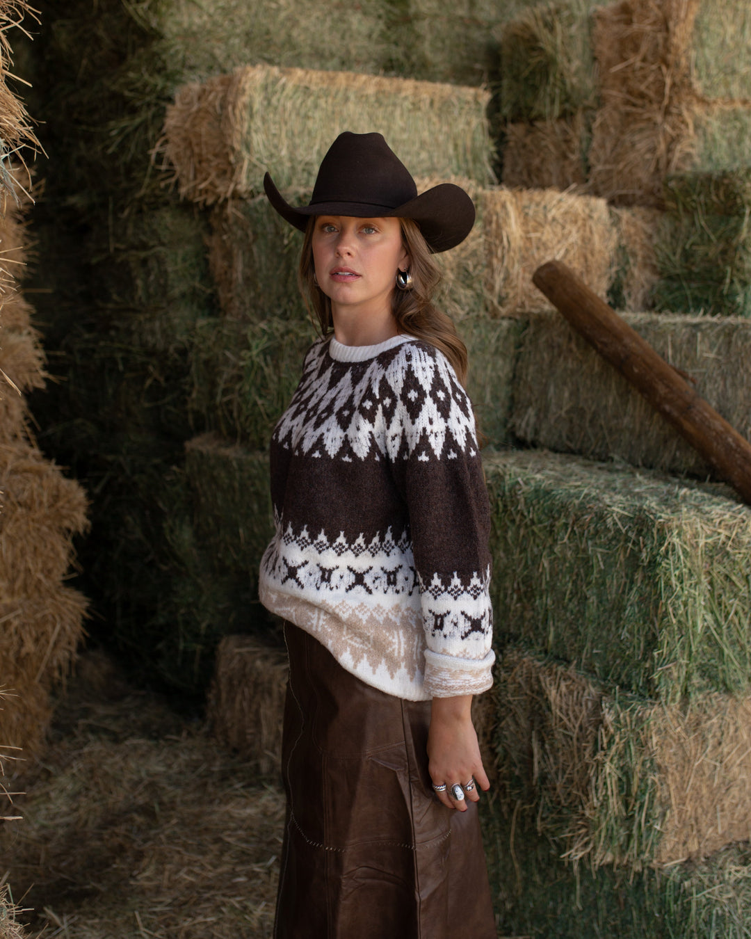 Gwyneth | Women's Heritage Yoke Pullover in Soft Marled Knit