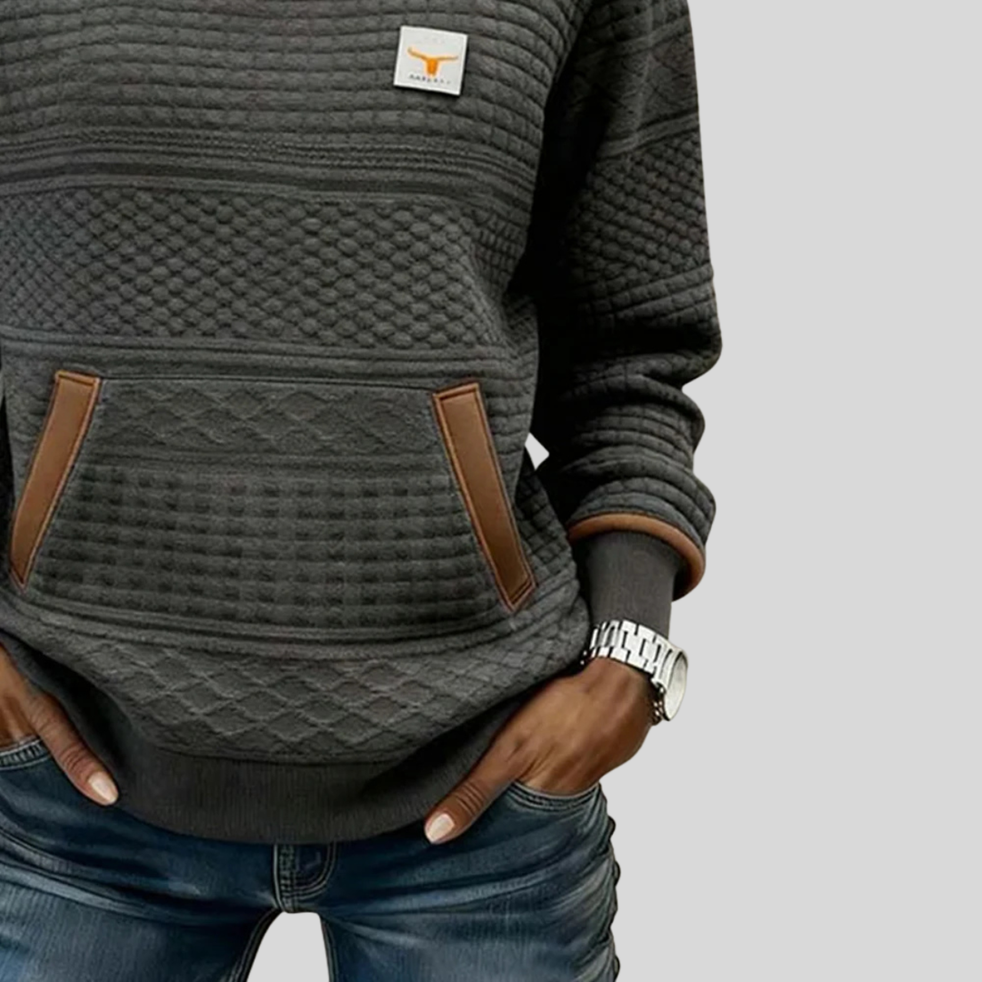 Noelle | Women's Quilted Texture Crew Neck Sweatshirt