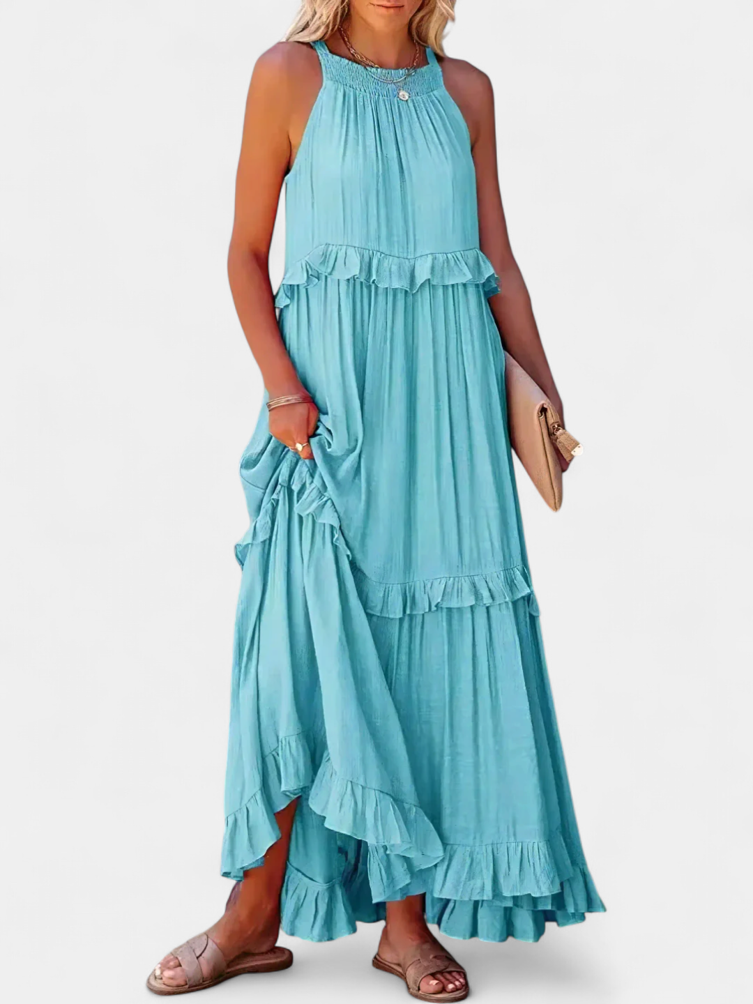 CHERRY | Flowing Flutter Maxi Dress