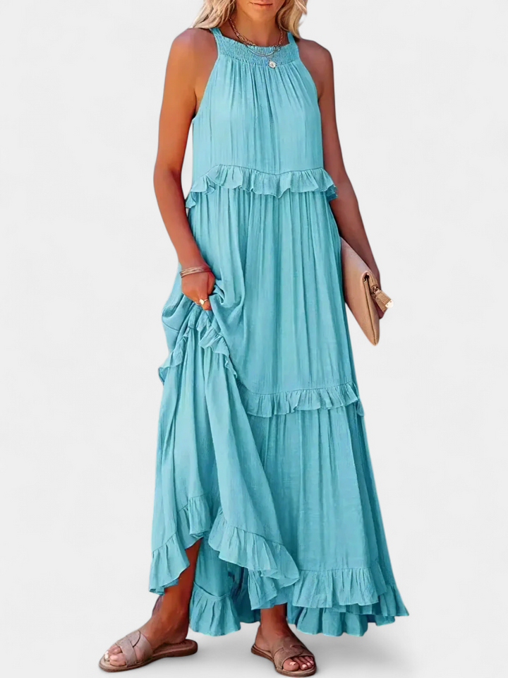 CHERRY | Flowing Flutter Maxi Dress
