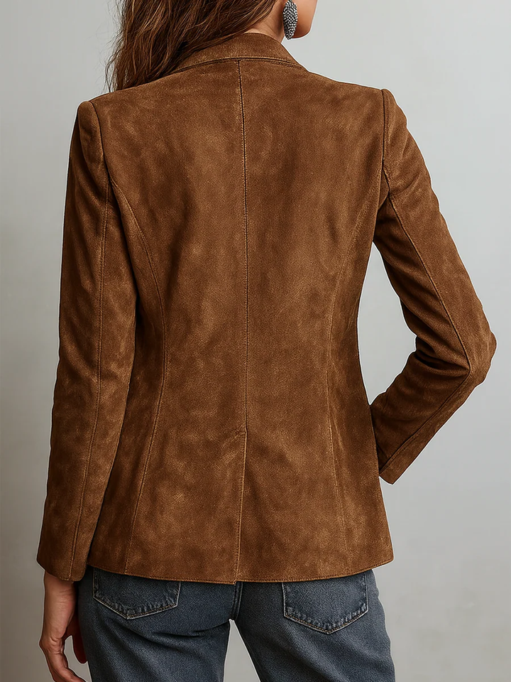 Rhiannon | Women's Classic Lapel Suede Blazer with Button-Down Detail