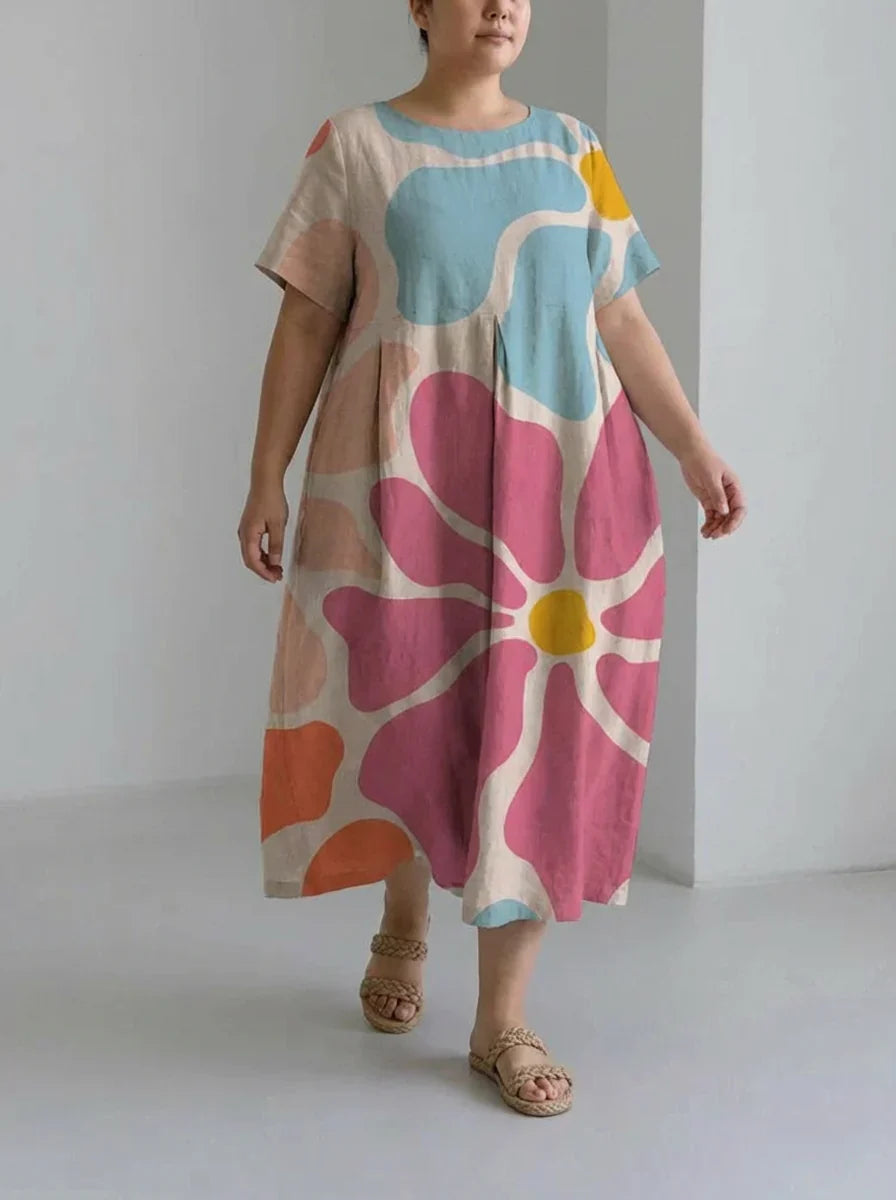 Wren | Casual Floral Skirt Dress with Loose Fit and Round Neck for Spring and Summer