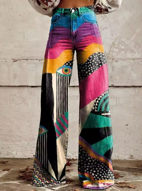 TALIA™ - High-Waisted Boho Flared Pants with Artistic Festival Vibes
