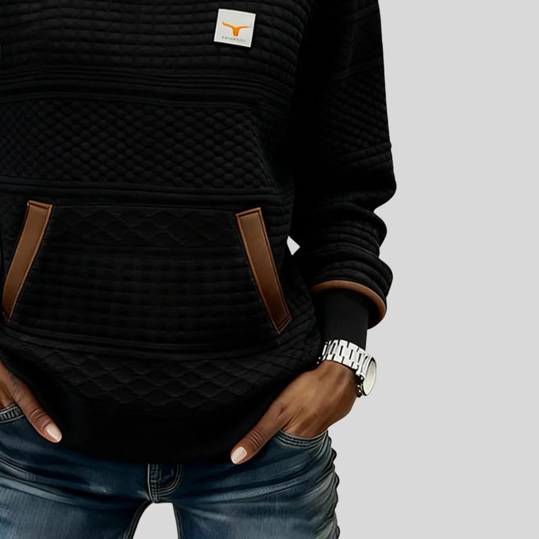 Noelle | Women's Quilted Texture Crew Neck Sweatshirt