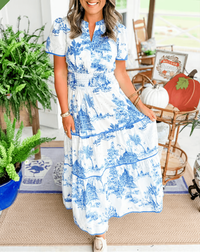 Solene - Bohemian V-Neck Floral Maxi Dress