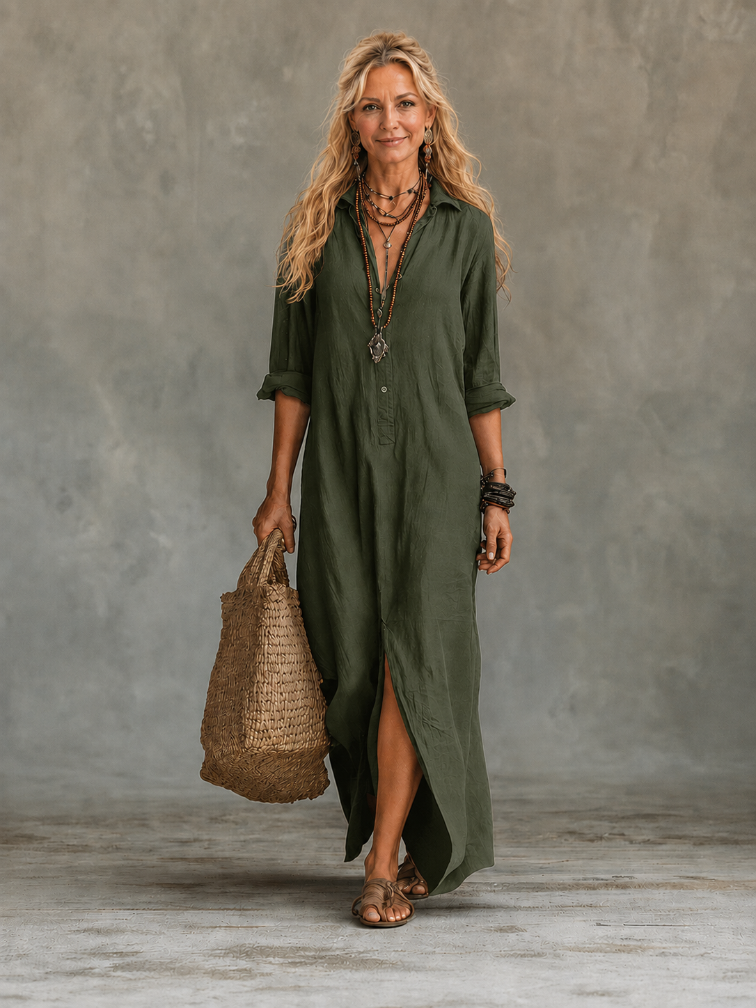 Vivienne | Women's Button-Down Maxi Dress