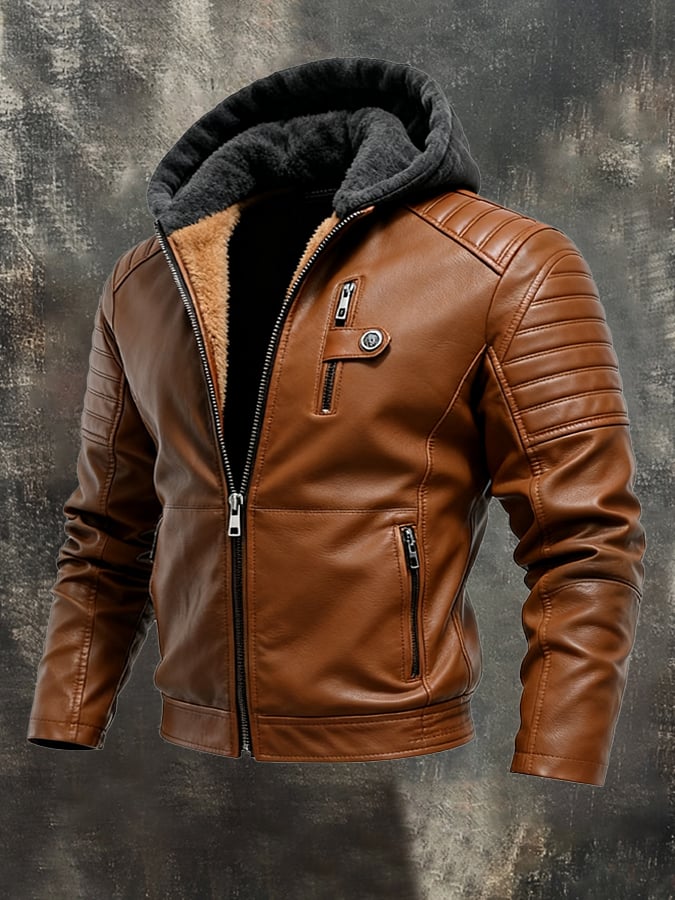 Padded Look Jacket with Hood and Zipper