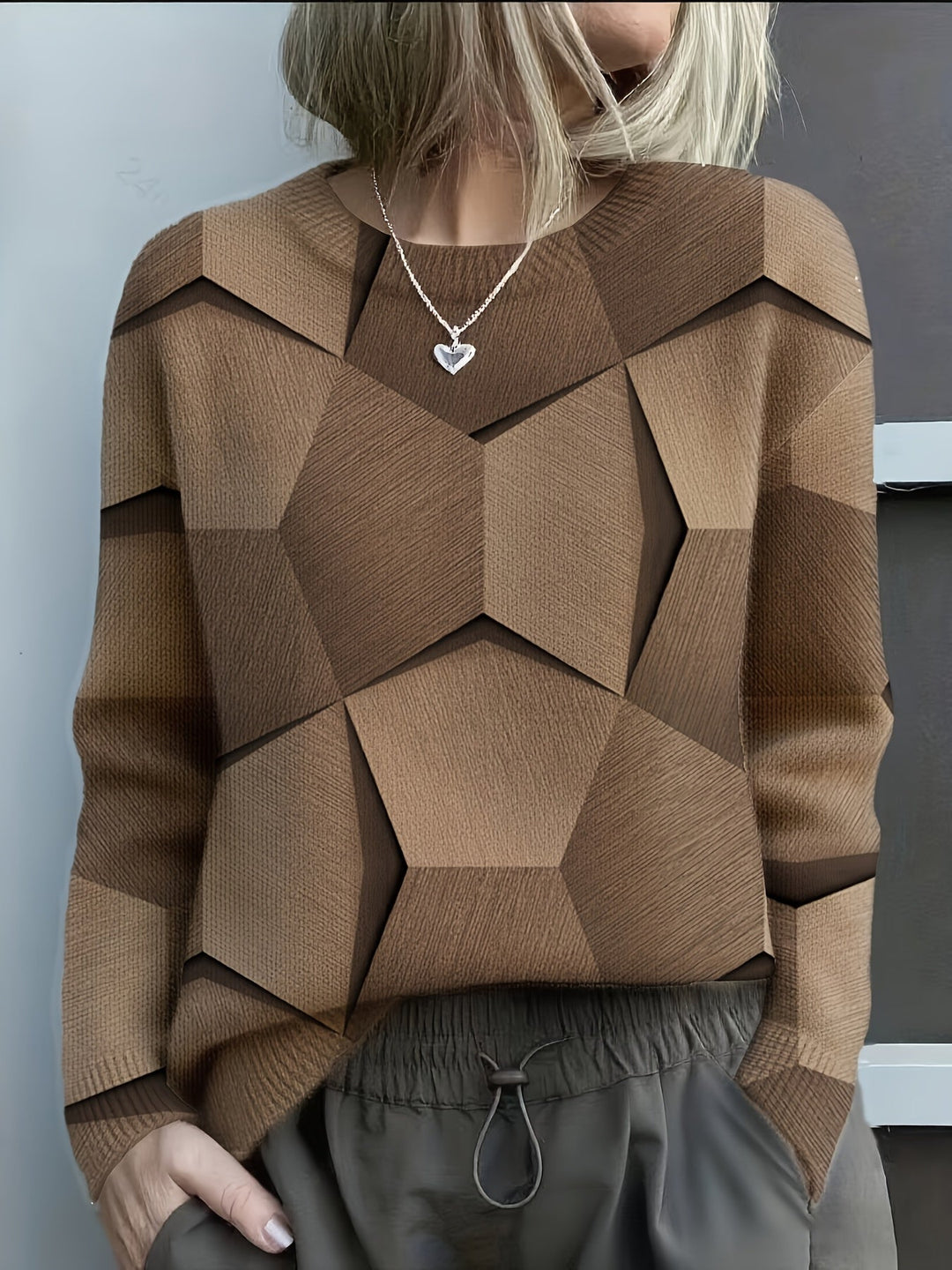 Lucia | Women's Geometric Colorblock Knit Sweater with Striking Pattern