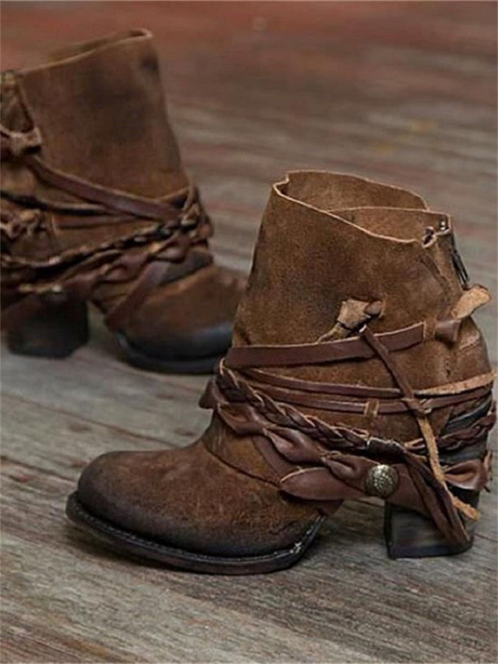 Tamsin | Women's Lace-Up Ankle Boots with Braided Trim