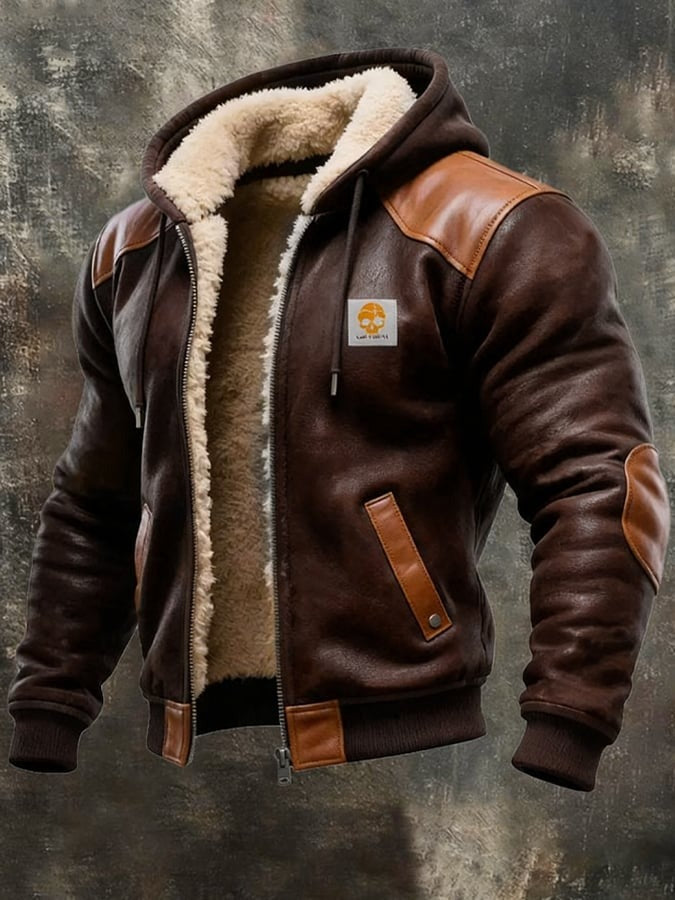 Winter jacket with refined leather details