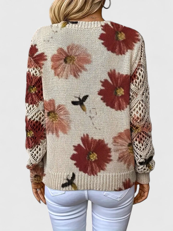 Charlie | Women's Floral Knit Sweater with Elegant V-Neck Design