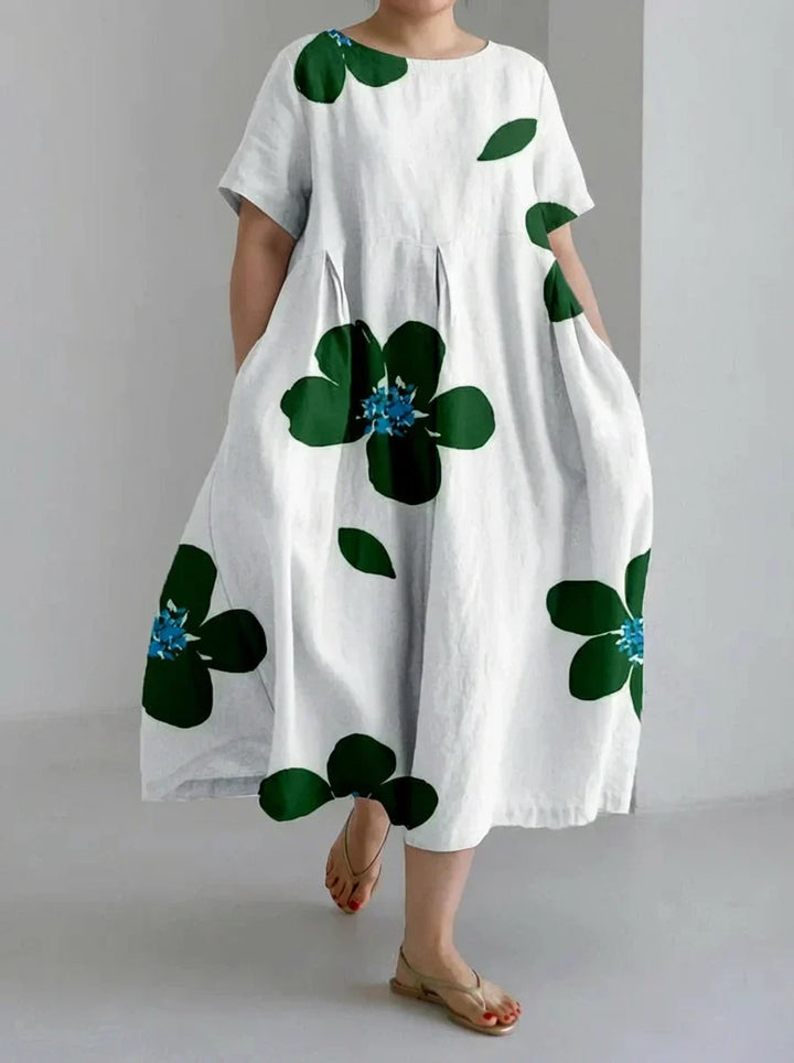 Faye | Casual Floral Skirt Dress with Round Neck for Spring and Summer