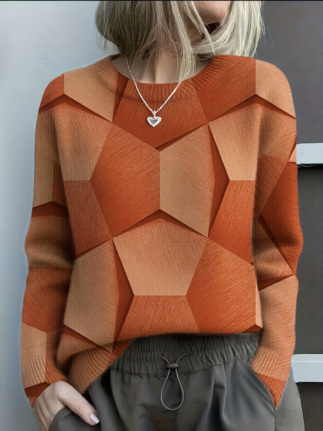 Lucia | Women's Geometric Colorblock Knit Sweater with Striking Pattern