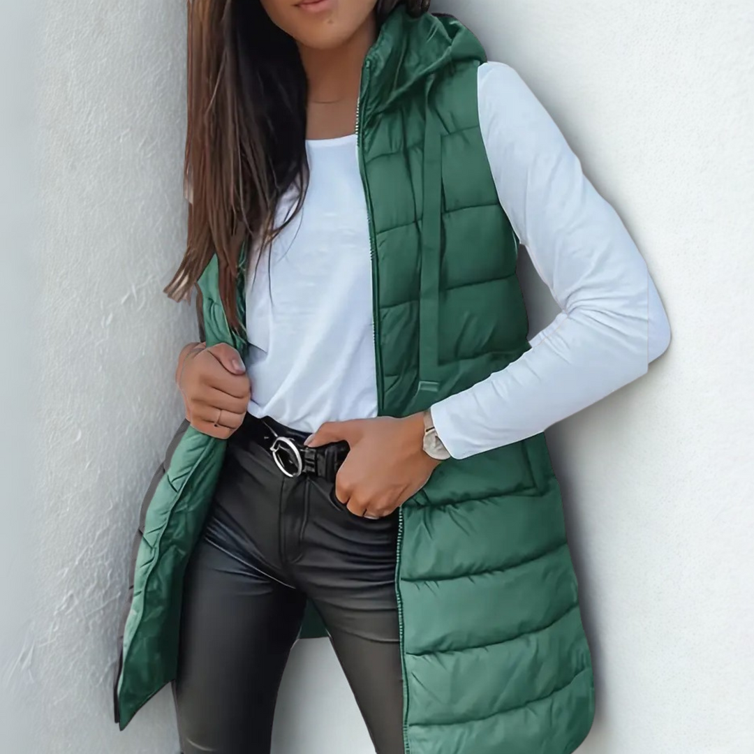 Eirwen | Women's Lightweight Hooded Long Puffer Vest