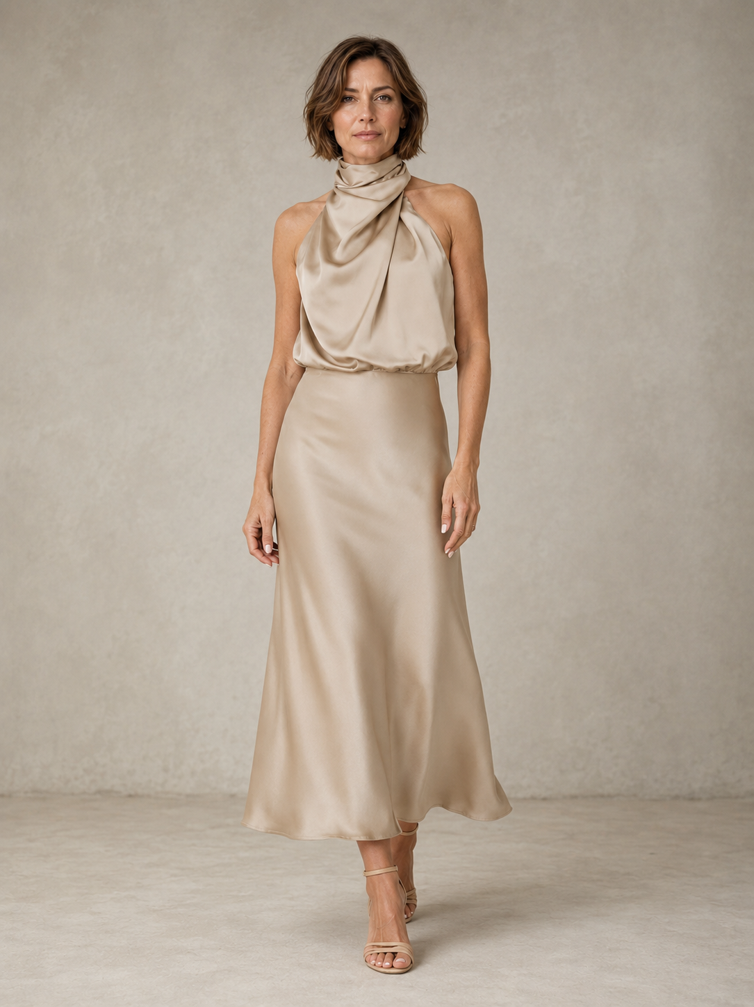 Harper | Satin Halter Evening Dress
