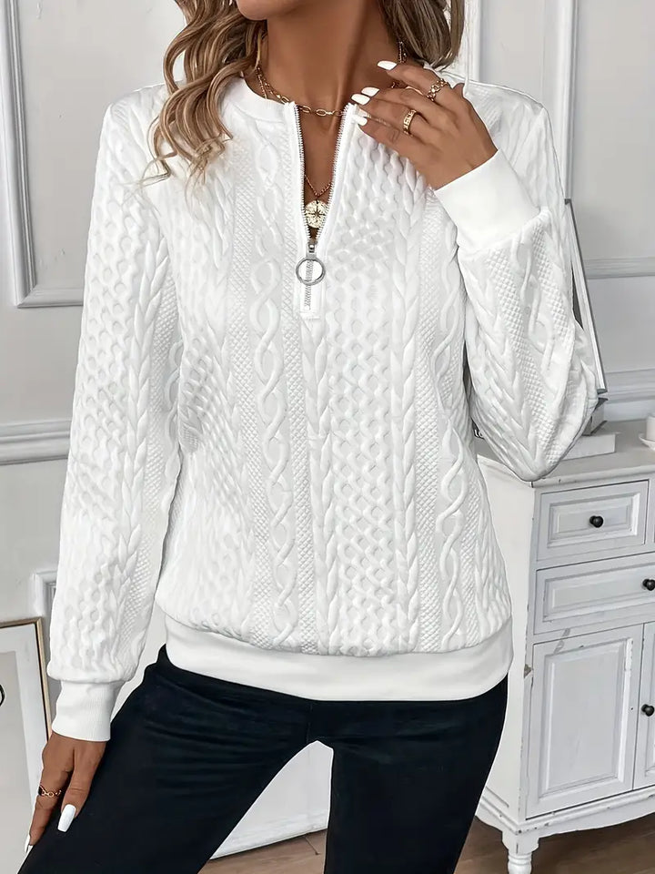 Mila | Women's Long Sleeve Zip Neck Jumper in Soft Blend Knit