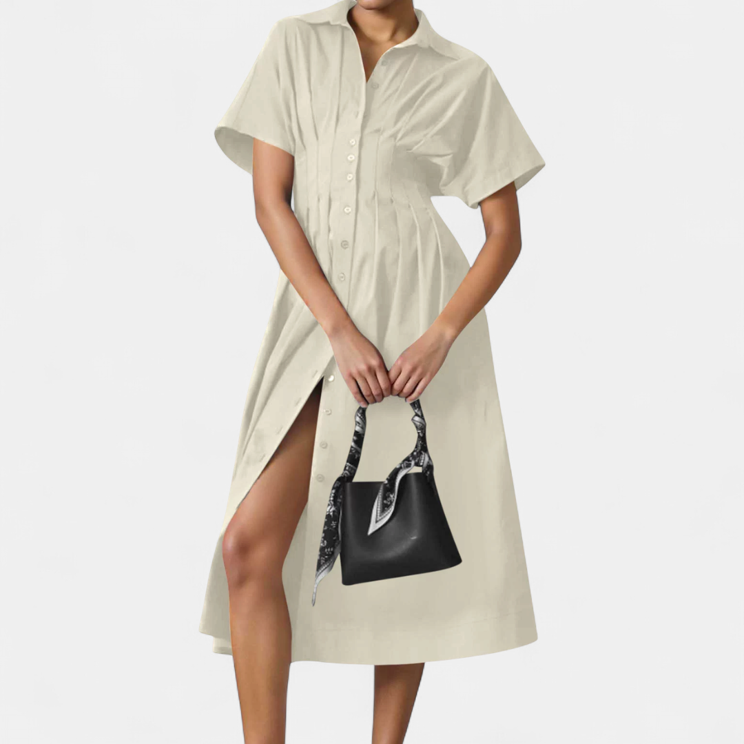 MARLO | Pleated Waist-Defining Shirt Dress