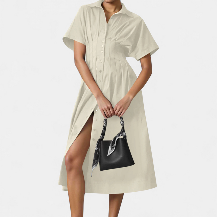 MARLO | Pleated Waist-Defining Shirt Dress