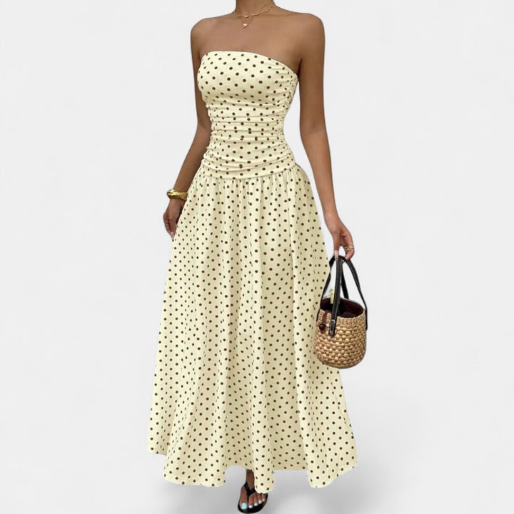 ODESSA | Ruffled Maxi Dress with Polka Dot Print