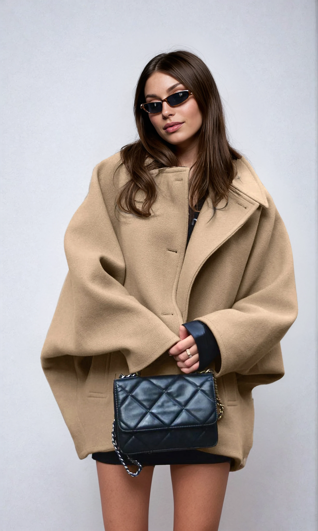 Rhona | Women's Oversized Wool Blend Coat with Button Closure