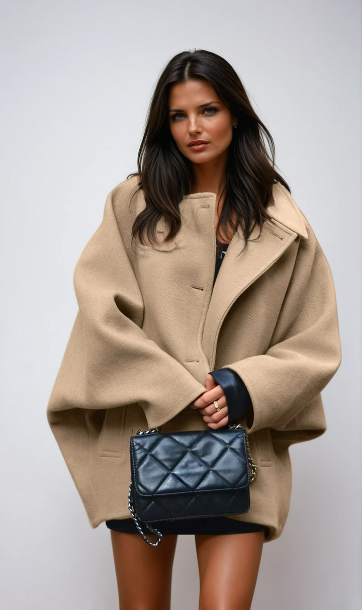 Rhona | Women's Oversized Wool Blend Coat with Button Closure