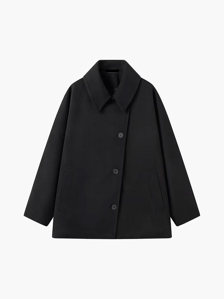 Rhona | Women's Oversized Wool Blend Coat with Button Closure