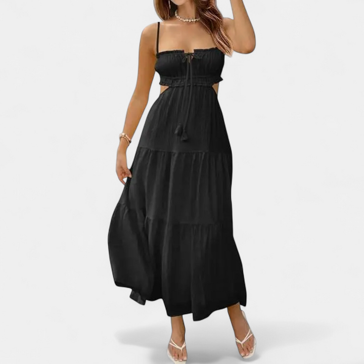 XIOMARA | Alluring Backless Maxi Dress with Spaghetti Straps