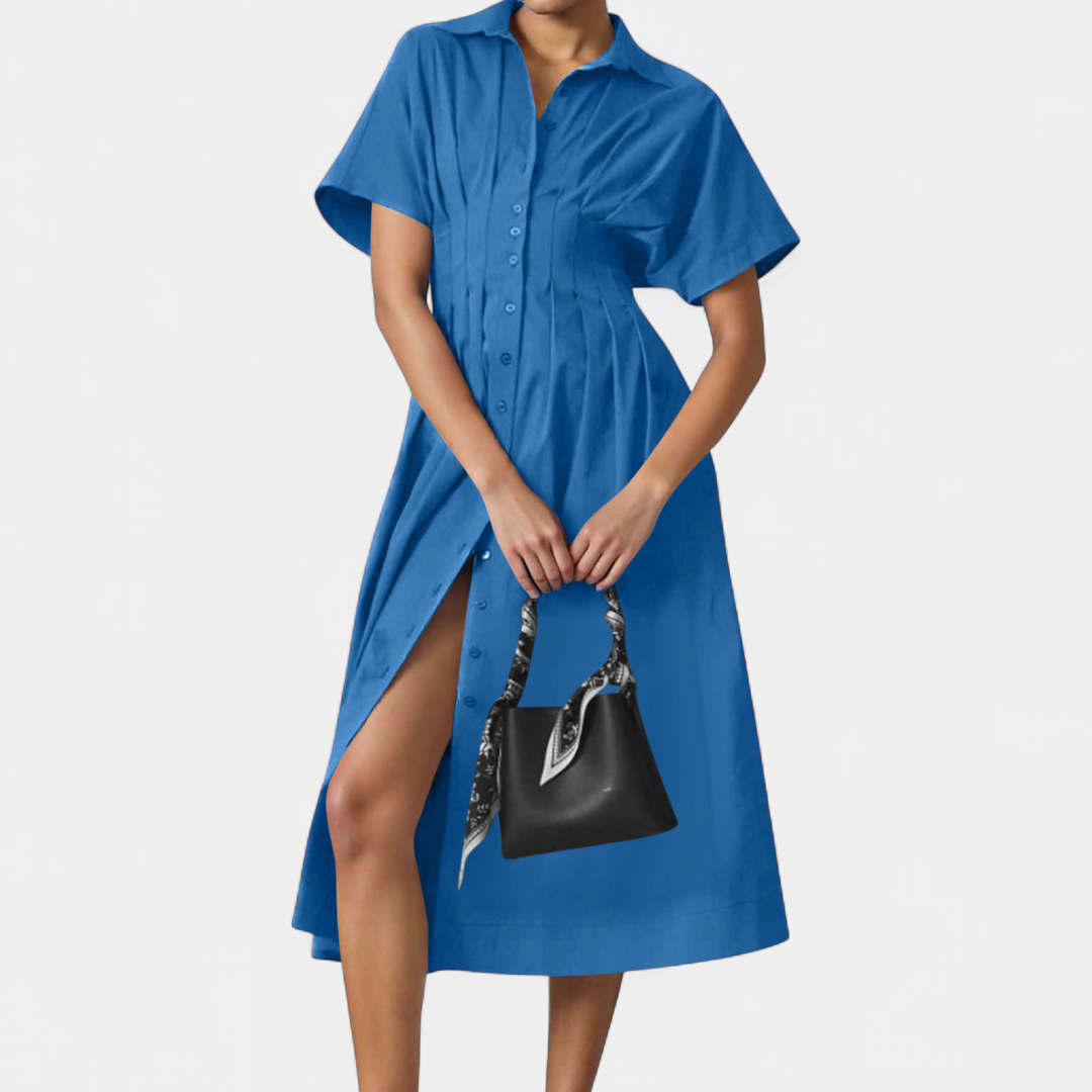 MARLO | Pleated Waist-Defining Shirt Dress